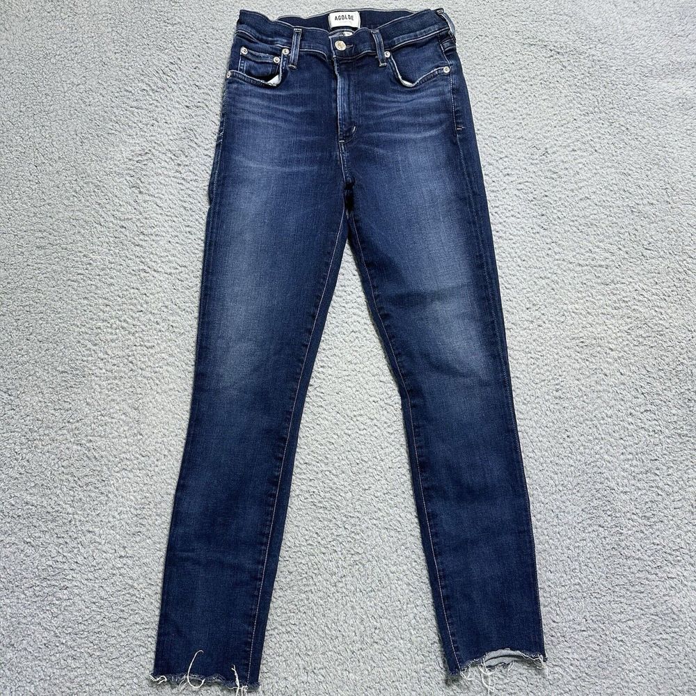 Agolde Sophie‎ Jeans Women's 27 (28/26) Blue Stretch Raw Fray Hems